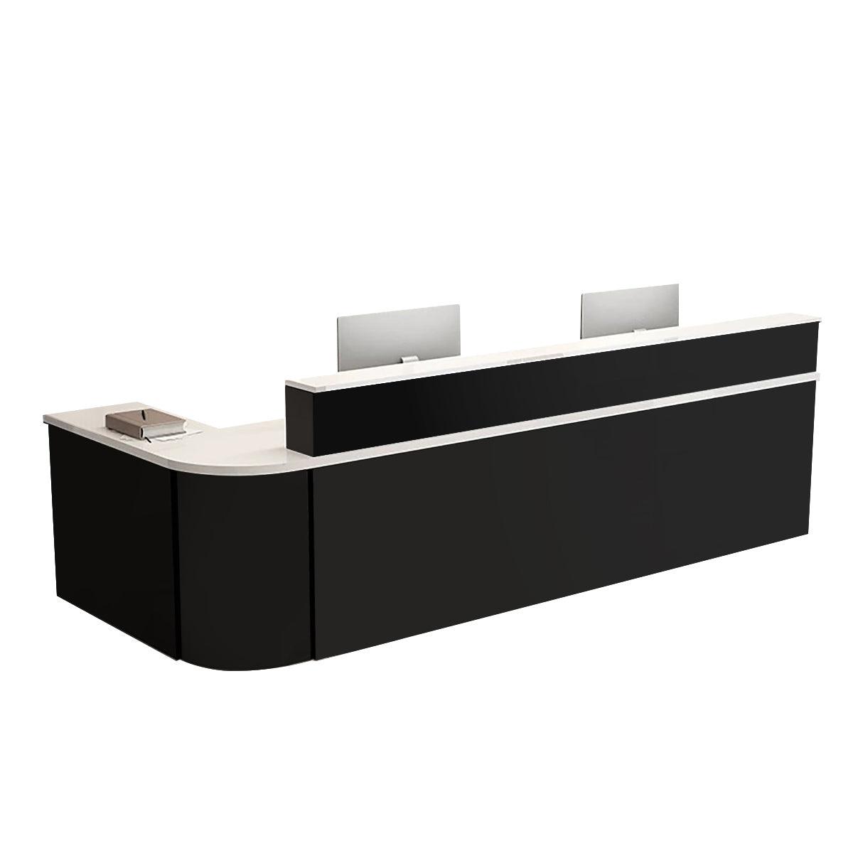 ArvionFurn L-Shaped Corner Reception Counter with LED Lighting & Lockable Drawer, 120–400cm