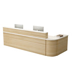 ArvionFurn L-Shaped Corner Reception Counter with LED Lighting & Lockable Drawer, 120–400cm