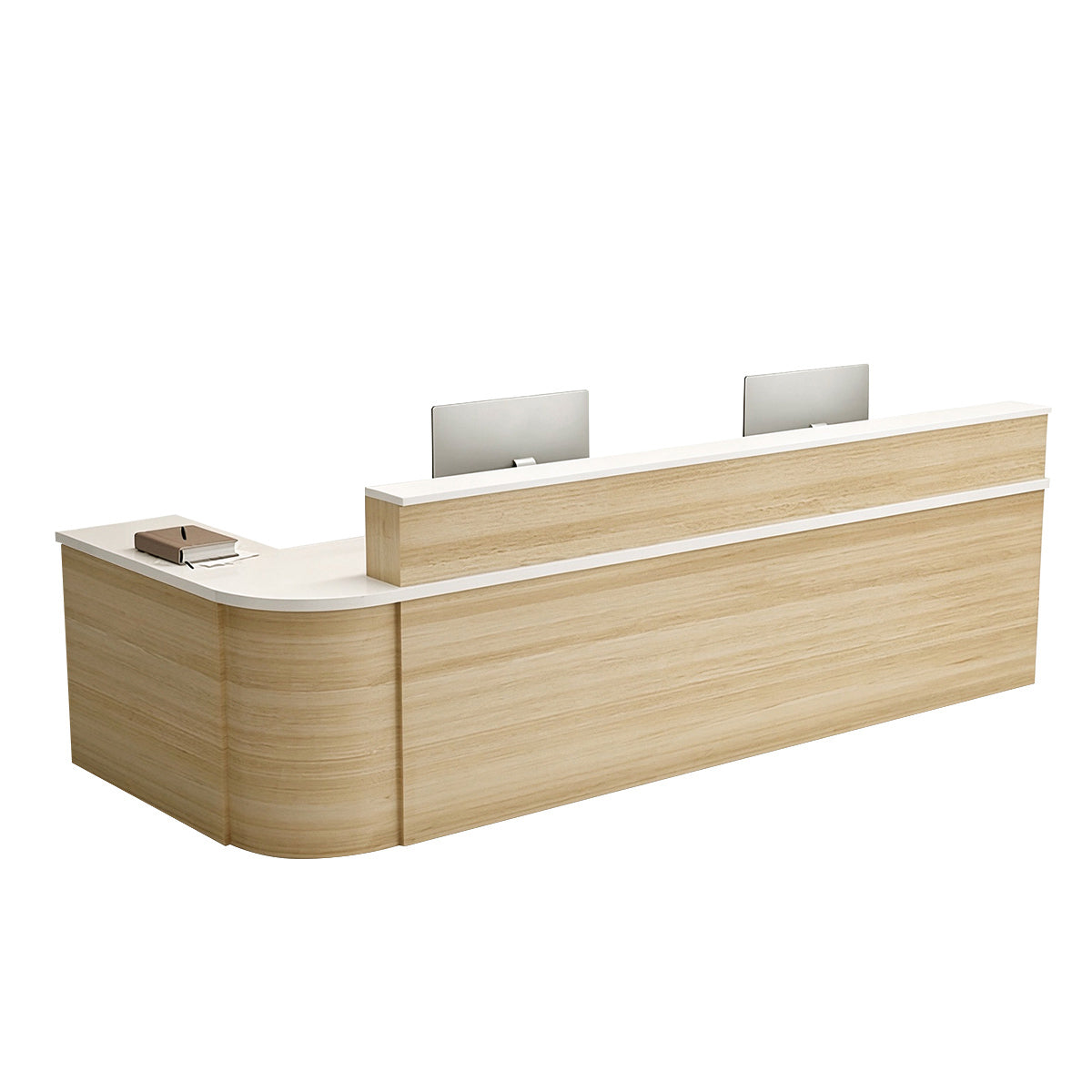 ArvionFurn L-Shaped Corner Reception Counter with LED Lighting & Lockable Drawer, 120–400cm