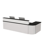 ArvionFurn L-Shaped Corner Reception Counter with LED Lighting & Lockable Drawer, 120–400cm