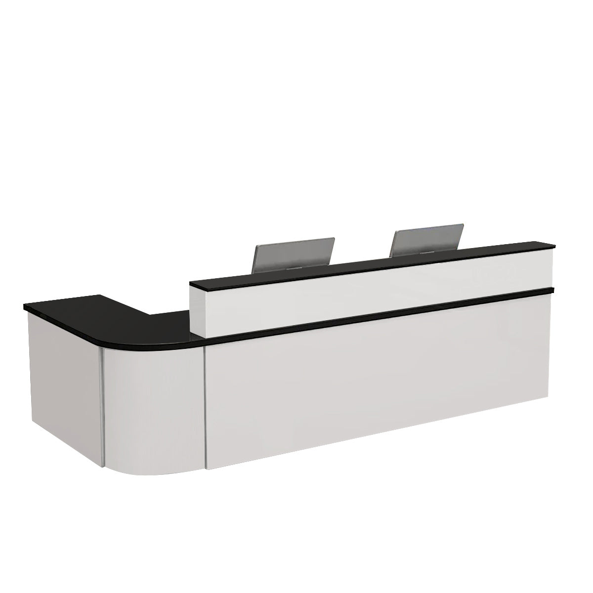 ArvionFurn L-Shaped Corner Reception Counter with LED Lighting & Lockable Drawer, 120–400cm