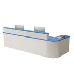 ArvionFurn L-Shaped Corner Reception Counter with LED Lighting & Lockable Drawer, 120–400cm