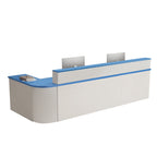 ArvionFurn L-Shaped Corner Reception Counter with LED Lighting & Lockable Drawer, 120–400cm