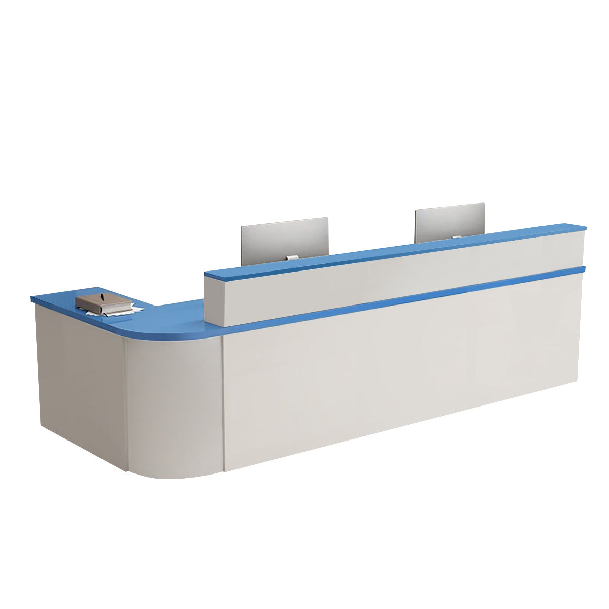 ArvionFurn L-Shaped Corner Reception Counter with LED Lighting & Lockable Drawer, 120–400cm