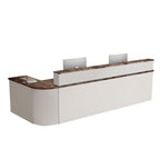 ArvionFurn L-Shaped Corner Reception Counter with LED Lighting & Lockable Drawer, 120–400cm