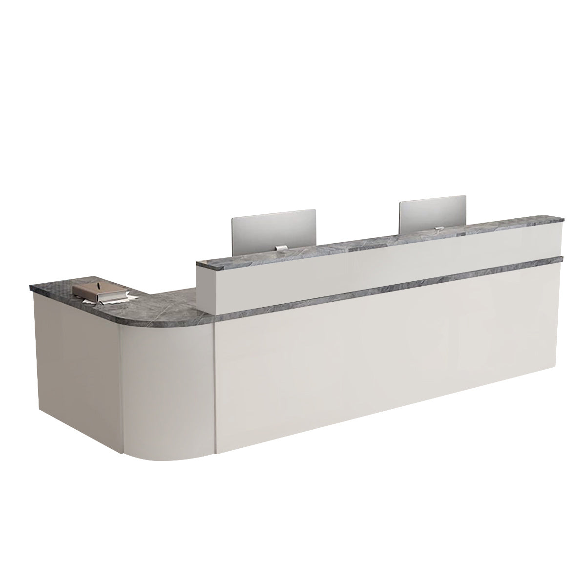 ArvionFurn L-Shaped Corner Reception Counter with LED Lighting & Lockable Drawer, 120–400cm
