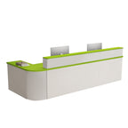 ArvionFurn L-Shaped Corner Reception Counter with LED Lighting & Lockable Drawer, 120–400cm