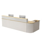ArvionFurn L-Shaped Corner Reception Counter with LED Lighting & Lockable Drawer, 120–400cm