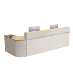ArvionFurn L-Shaped Corner Reception Counter with LED Lighting & Lockable Drawer, 120–400cm