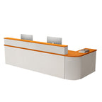 ArvionFurn L-Shaped Corner Reception Counter with LED Lighting & Lockable Drawer, 120–400cm