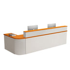 ArvionFurn L-Shaped Corner Reception Counter with LED Lighting & Lockable Drawer, 120–400cm