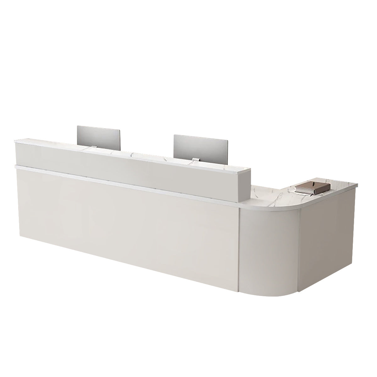 ArvionFurn L-Shaped Corner Reception Counter with LED Lighting & Lockable Drawer, 120–400cm