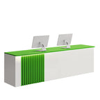 ArvionFurn Slatted Lacquer Reception Counter with LED Ambient Lighting, 120–520cm, Custom Logo