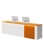 ArvionFurn Slatted Lacquer Reception Counter with LED Ambient Lighting, 120–520cm, Custom Logo