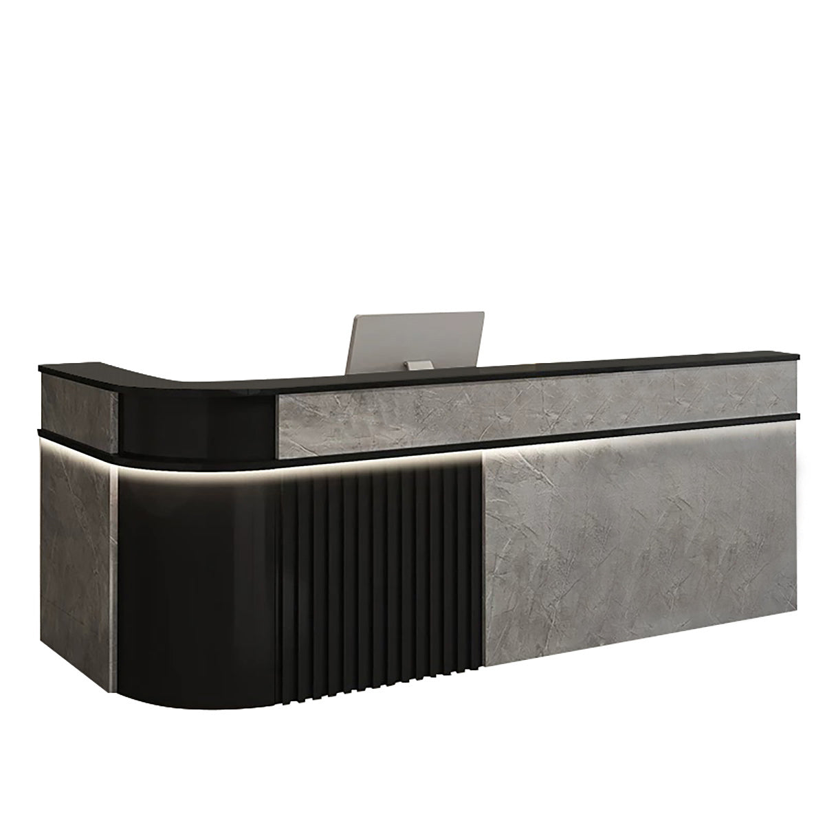 ArvionFurn Modern Corner Checkout & Service Counter with LED Accent Lighting, 120–450cm