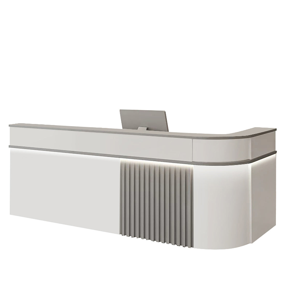 ArvionFurn Modern Corner Checkout & Service Counter with LED Accent Lighting, 120–450cm