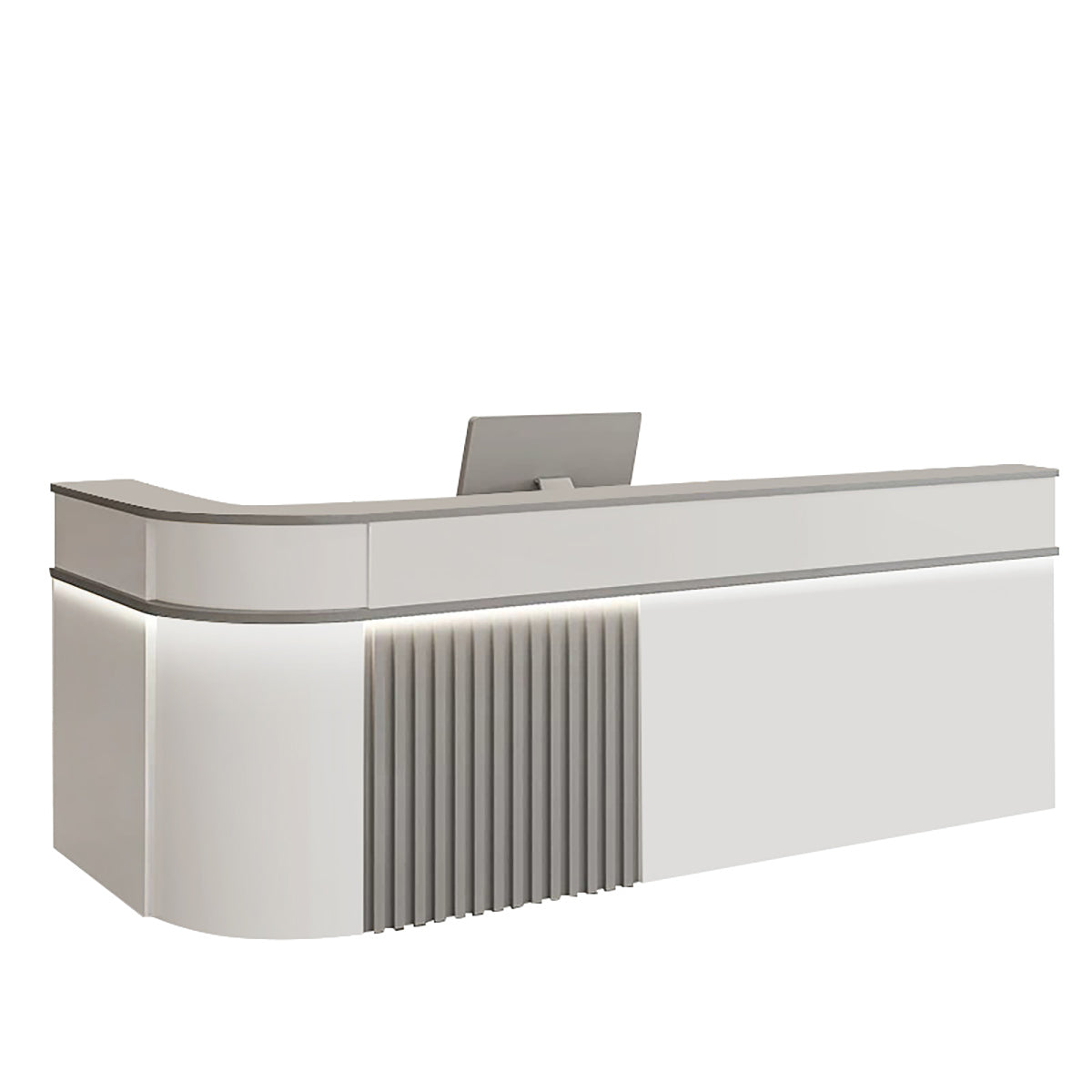 ArvionFurn Modern Corner Checkout & Service Counter with LED Accent Lighting, 120–450cm