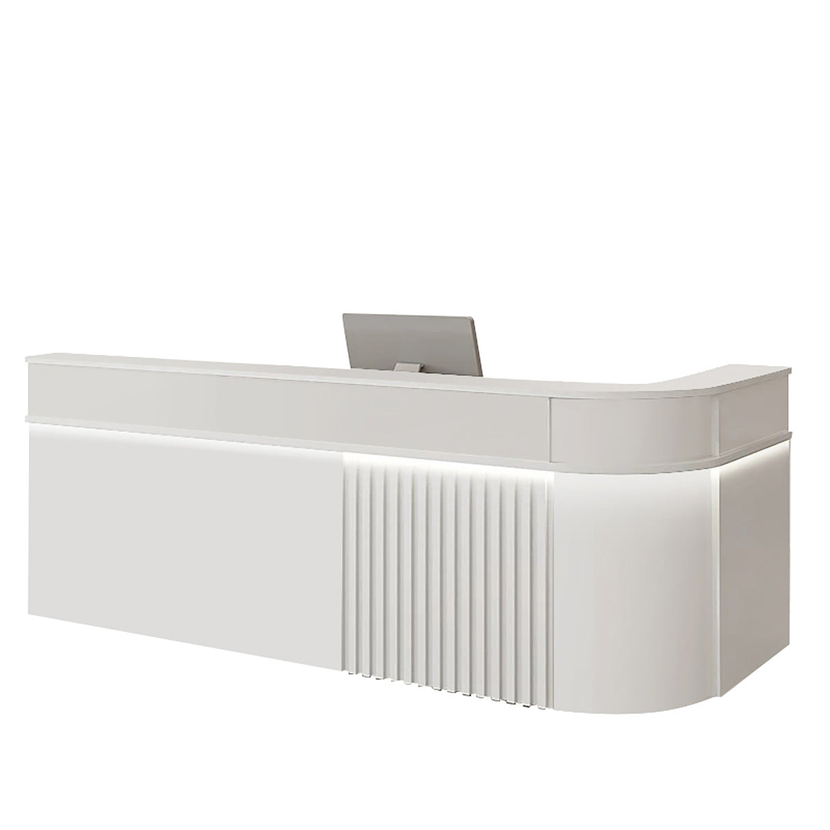ArvionFurn Modern Corner Checkout & Service Counter with LED Accent Lighting, 120–450cm