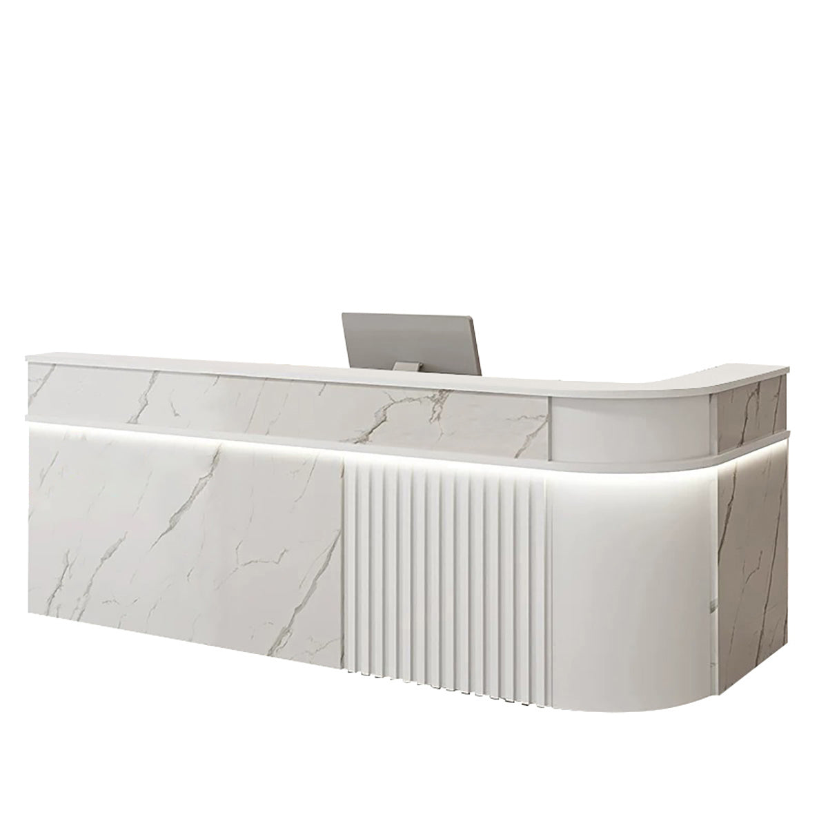 ArvionFurn Modern Corner Checkout & Service Counter with LED Accent Lighting, 120–450cm