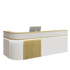 ArvionFurn Modern Corner Checkout & Service Counter with LED Accent Lighting, 120–450cm