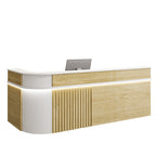 ArvionFurn Modern Corner Checkout & Service Counter with LED Accent Lighting, 120–450cm