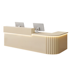 L-Shaped Reception Counter Curved Desk LED Light 120–500cm