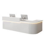 L-Shaped Reception Counter Curved Desk LED Light 120–500cm