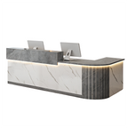 L-Shaped Reception Counter Curved Desk LED Light 120–500cm