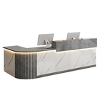 L-Shaped Reception Counter Curved Desk LED Light 120–500cm