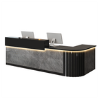 L-Shaped Reception Counter Curved Desk LED Light 120–500cm