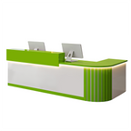 L-Shaped Reception Counter Curved Desk LED Light 120–500cm