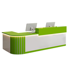 L-Shaped Reception Counter Curved Desk LED Light 120–500cm