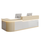 L-Shaped Reception Counter Curved Desk LED Light 120–500cm