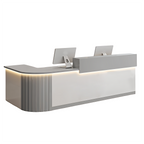 L-Shaped Reception Counter Curved Desk LED Light 120–500cm