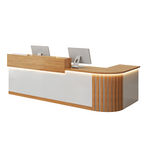 L-Shaped Reception Counter Curved Desk LED Light 120–500cm