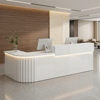 L-Shaped Reception Counter Curved Desk LED Light 120–500cm