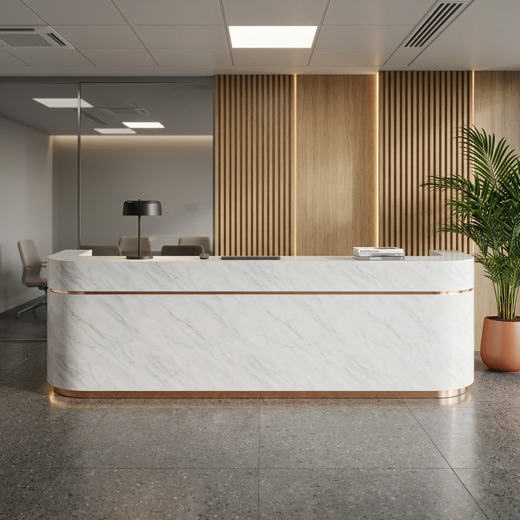 Curved Reception Desk Retail Counter Salon Front Desk 160–600cm