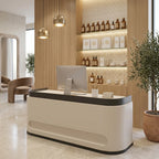 Cream Style Curved Reception Desk Retail Counter 100–400cm MDF