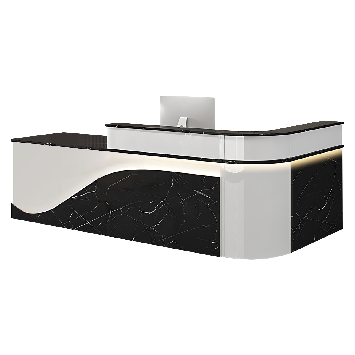 L-Shaped Curved Reception Desk Lacquer Counter 120–480cm