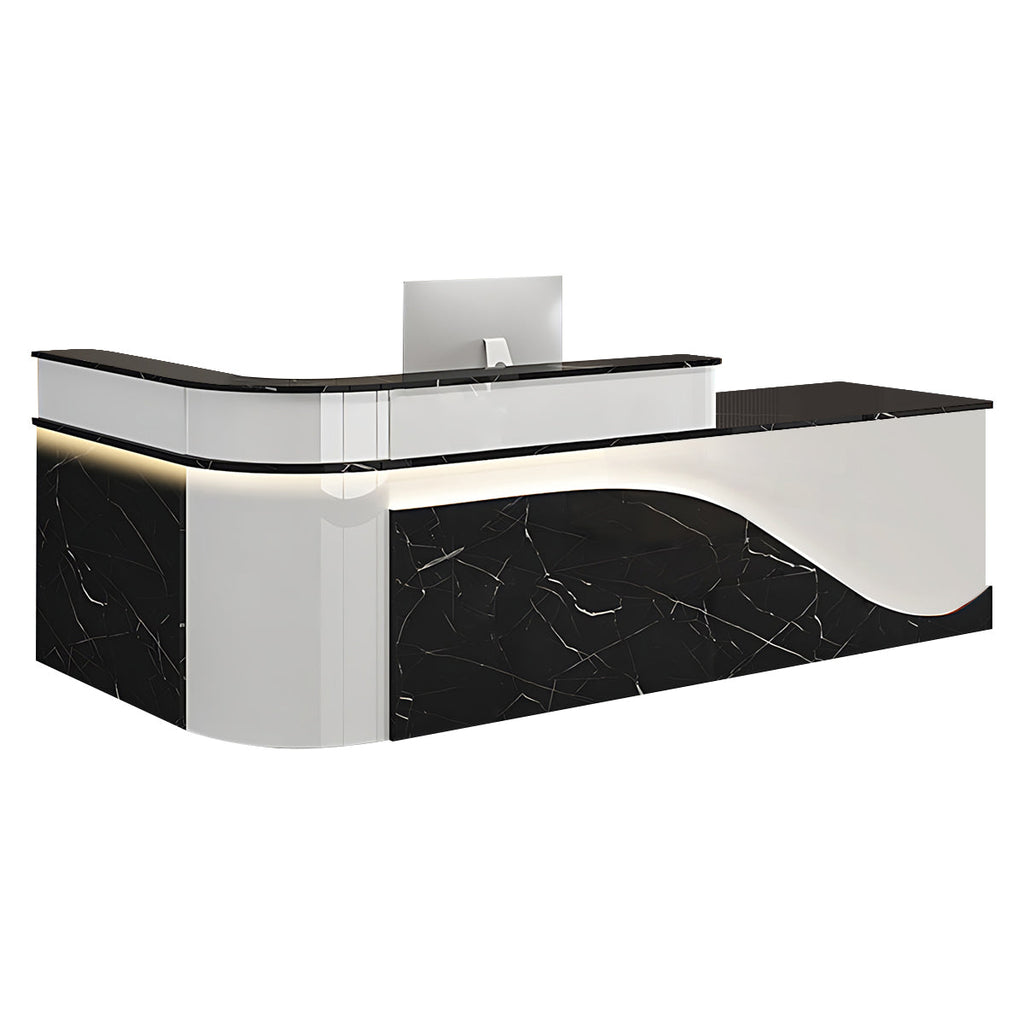 L-Shaped Curved Reception Desk Lacquer Counter 120–480cm