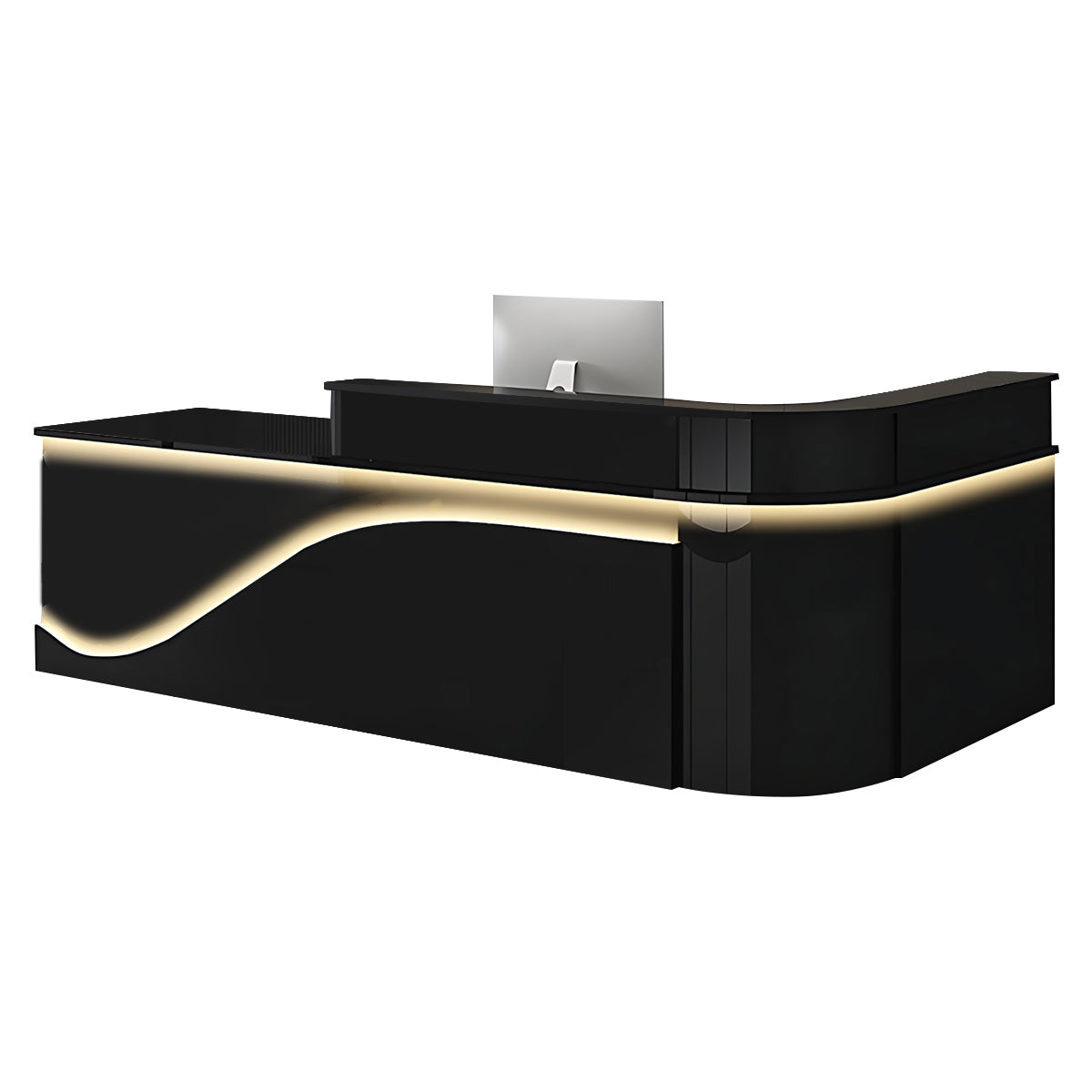 L-Shaped Curved Reception Desk Lacquer Counter 120–480cm