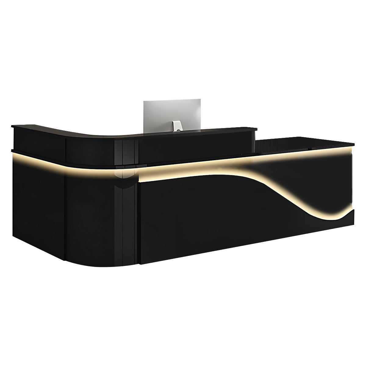 L-Shaped Curved Reception Desk Lacquer Counter 120–480cm
