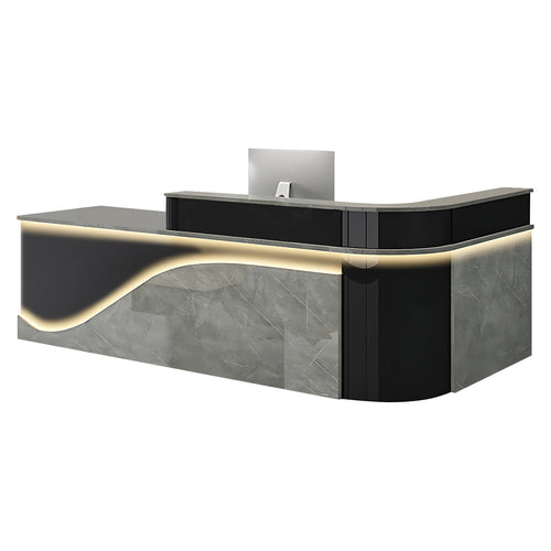 L-Shaped Curved Reception Desk Lacquer Counter 120–480cm