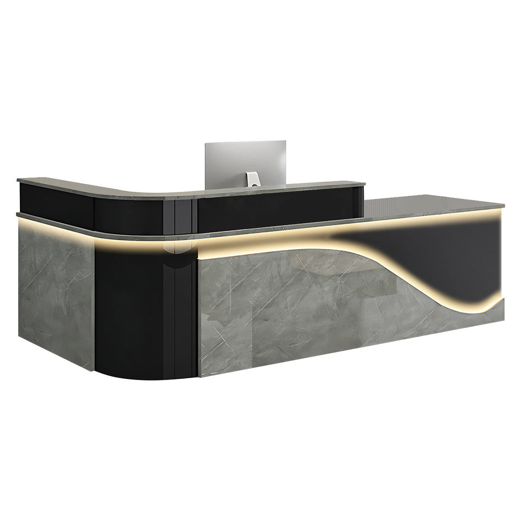 L-Shaped Curved Reception Desk Lacquer Counter 120–480cm