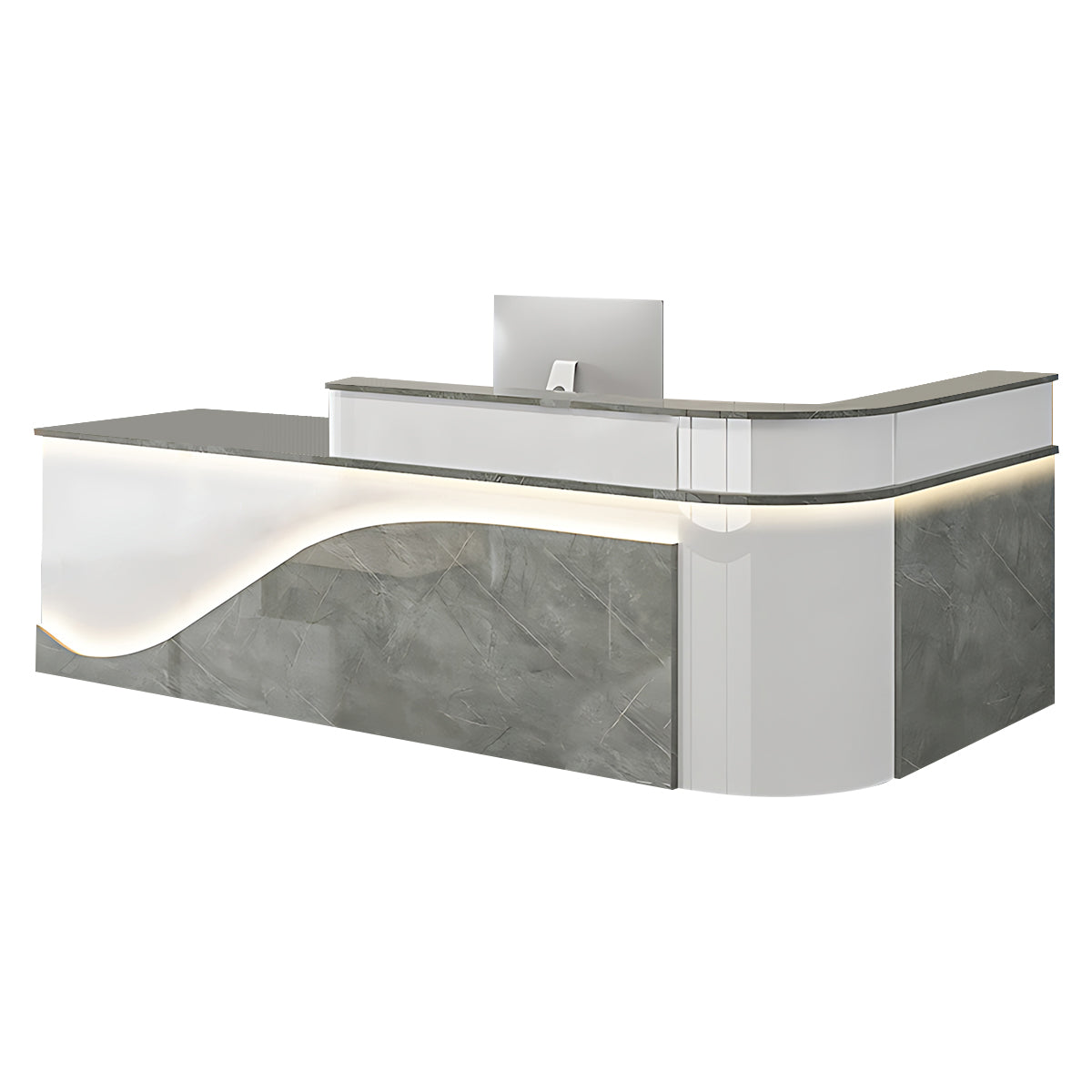 L-Shaped Curved Reception Desk Lacquer Counter 120–480cm