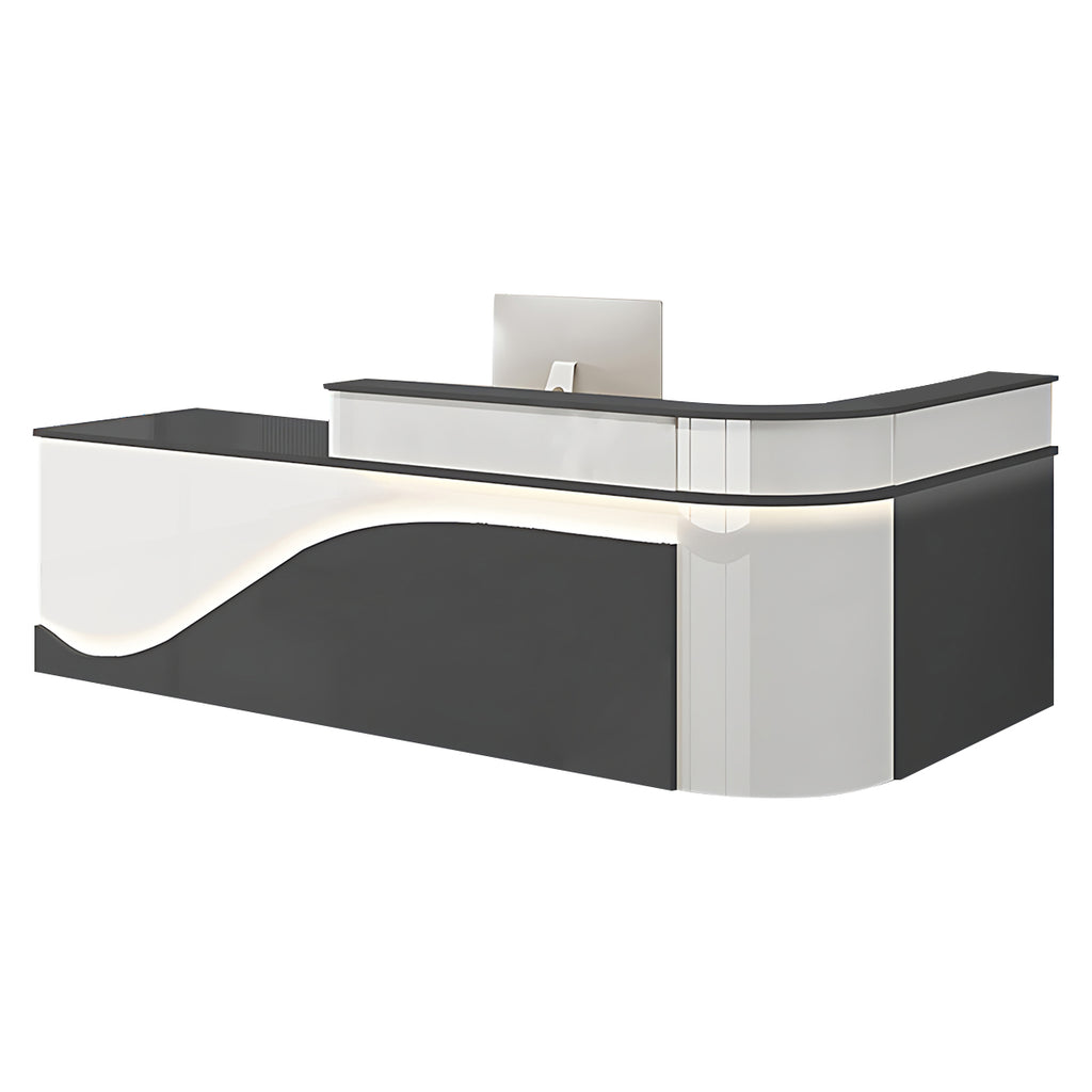 L-Shaped Curved Reception Desk Lacquer Counter 120–480cm