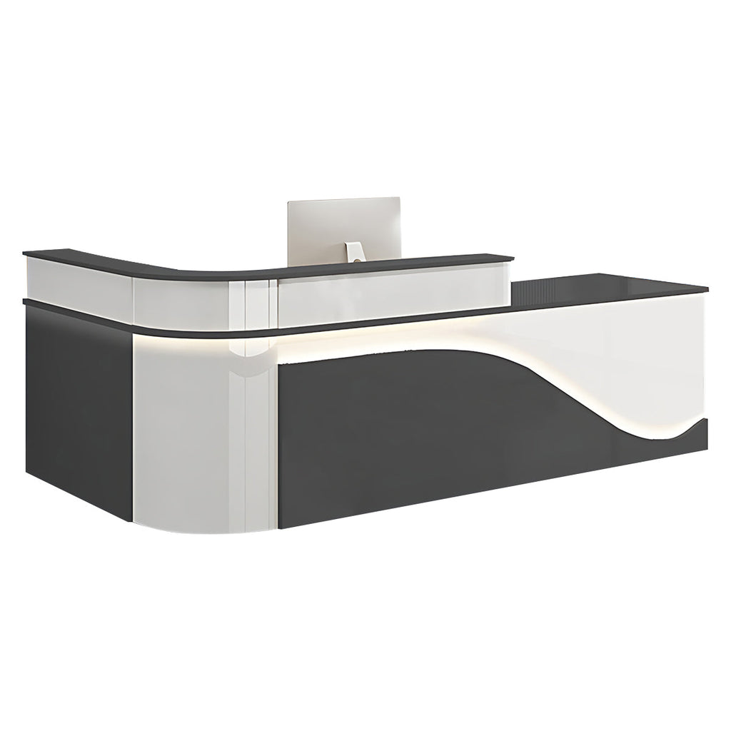 L-Shaped Curved Reception Desk Lacquer Counter 120–480cm