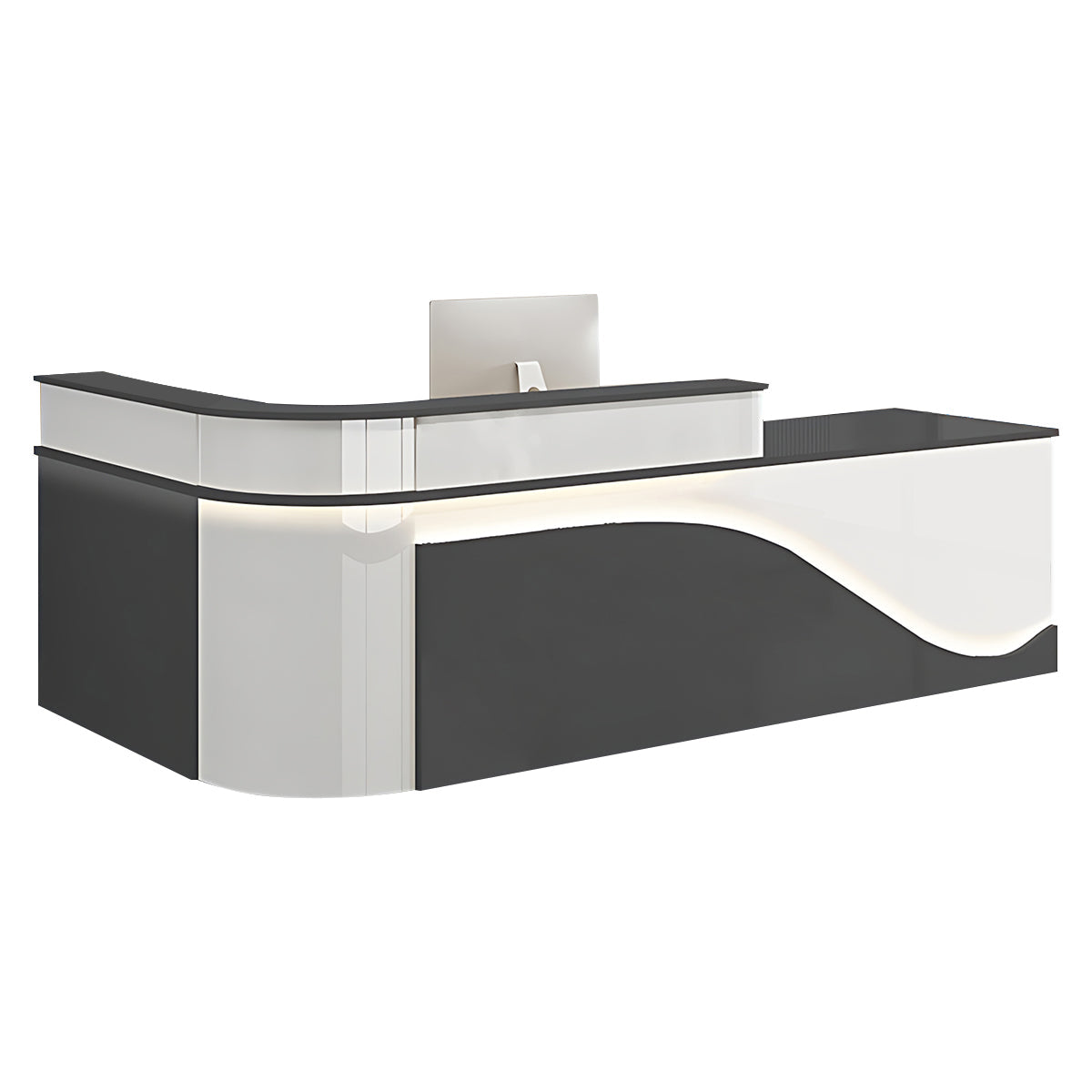 L-Shaped Curved Reception Desk Lacquer Counter 120–480cm