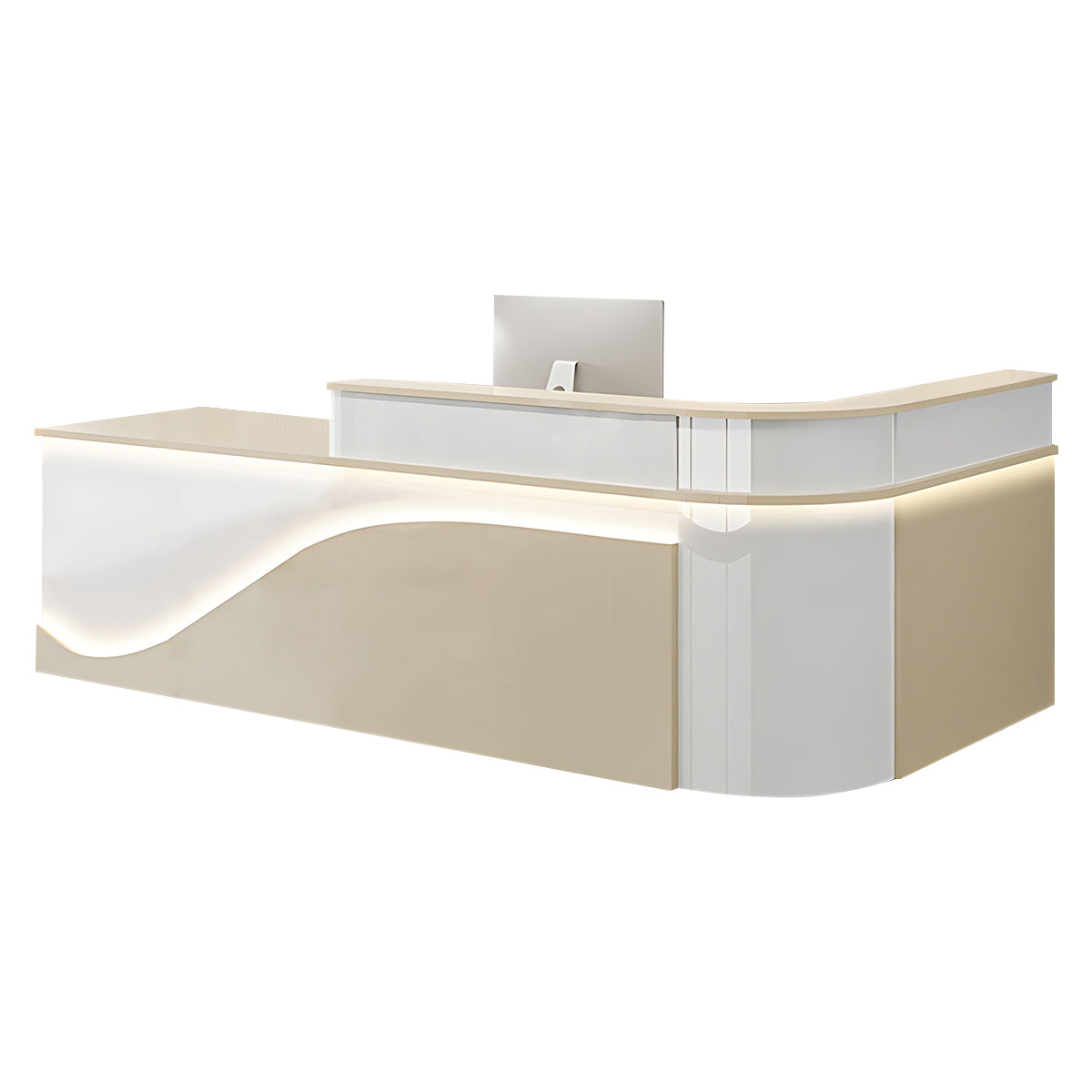 L-Shaped Curved Reception Desk Lacquer Counter 120–480cm