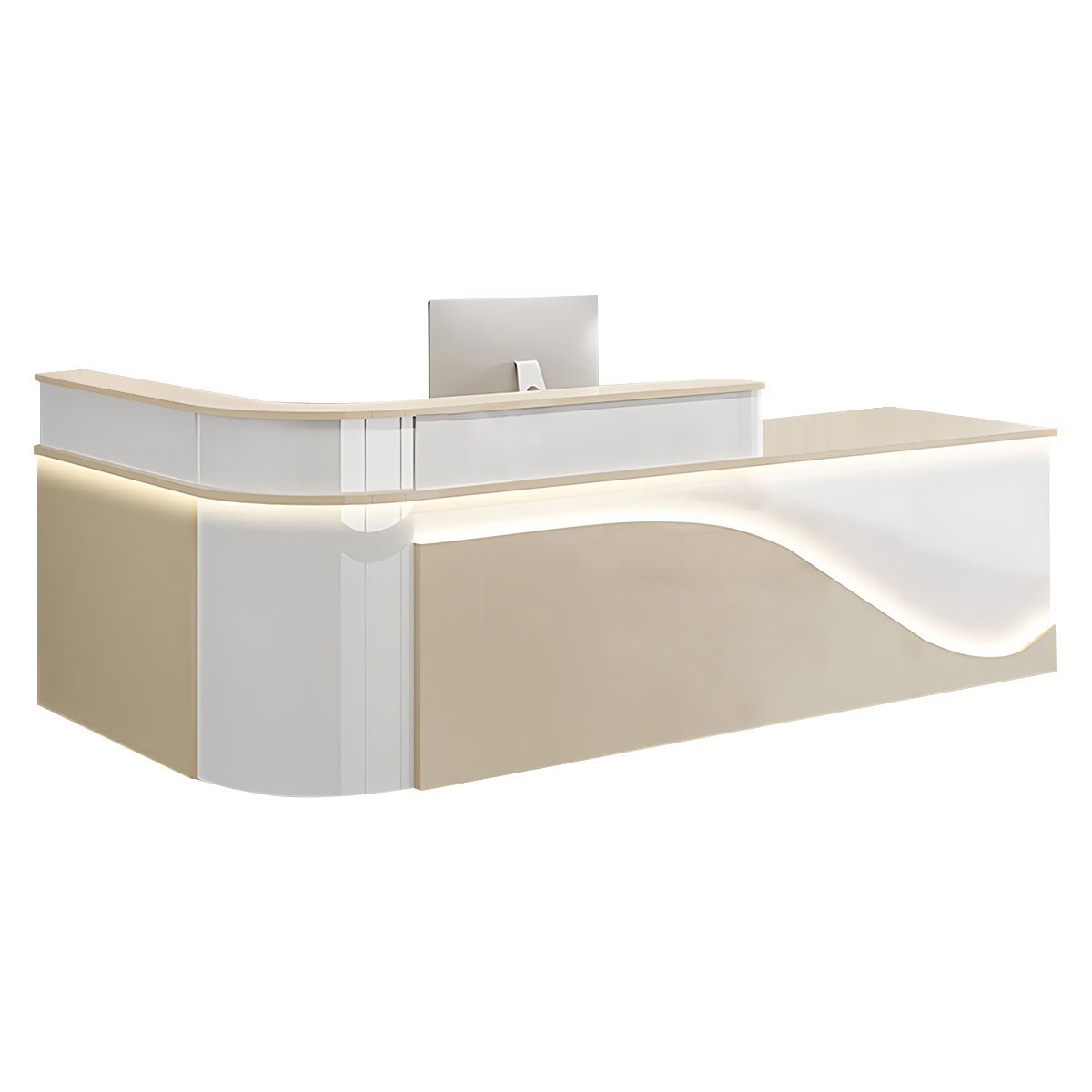 L-Shaped Curved Reception Desk Lacquer Counter 120–480cm